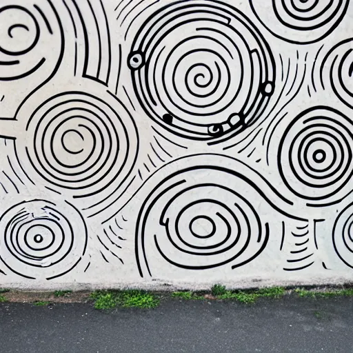 Image similar to wall with graffiti, circles and lines