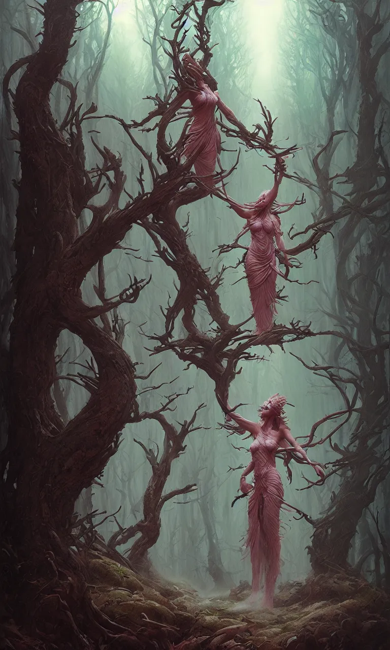 Image similar to Goddess of the forest, trending on Artstation, Greg Rutkowski, Wayne Barlowe