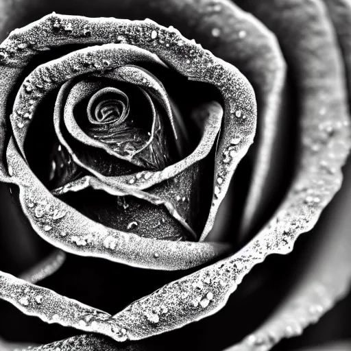 Image similar to award - winning macro of a beautiful black rose made of glowing molten magma