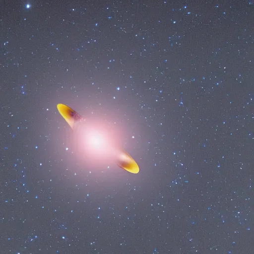 Prompt: a telescope photograph of a distant star that looks like a sausage