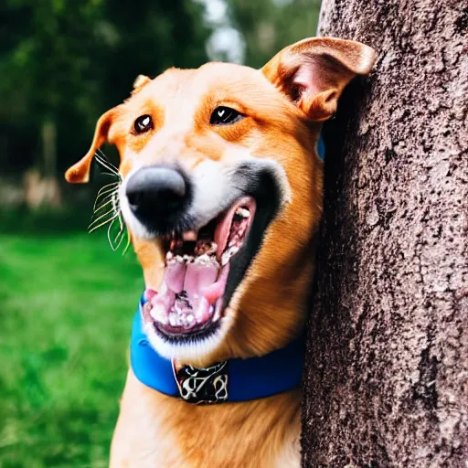 Prompt: dog with human smile