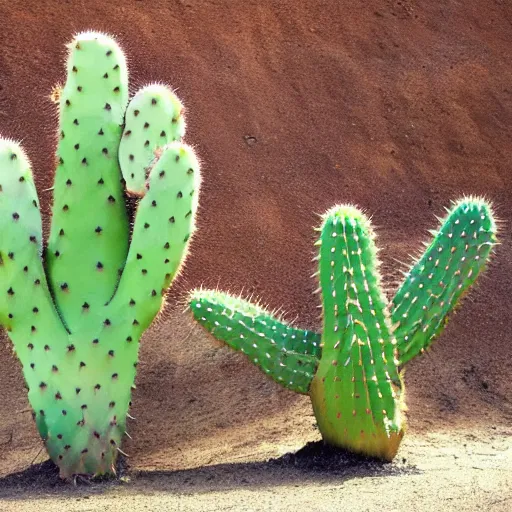 Prompt: prickly pears with a sign that say'cactus'