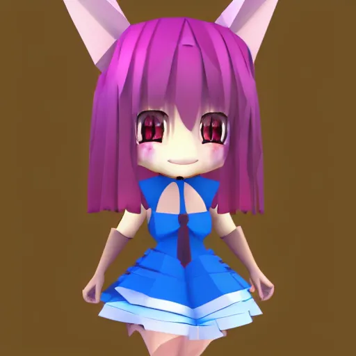Prompt: original chibi bunny girl, low poly 3d model Ranking number 1 on pixiv