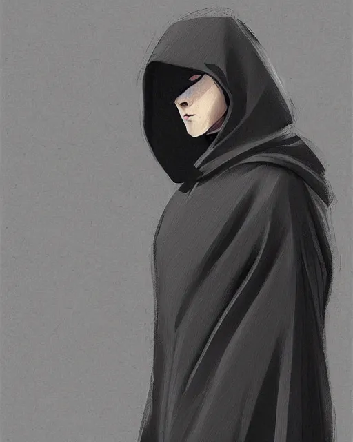 Image similar to digital art portrait of a young man in dark robes, hooded, made by WLOP, WLOP