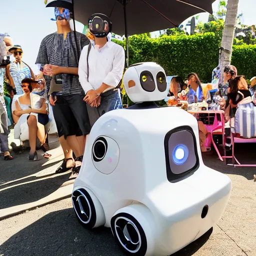 Image similar to LOS ANGELES, CA July 7 2025: Happy Open-Source Self-Aware Robot Convention, Cute Robots Barbeque For Attendants