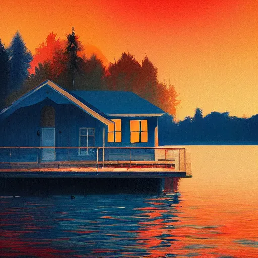 a house on the lake, cinematic, by alena aenami | Stable Diffusion ...