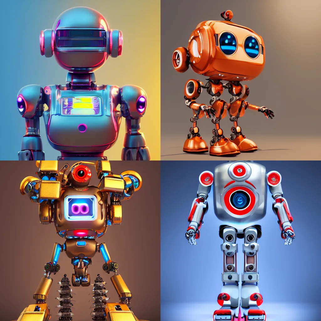 Prompt: An adorable robot. The robot is entirely made of lollipops, ultra-detailed. Anime, pixiv, octane render, Disney, trending on ArtStation