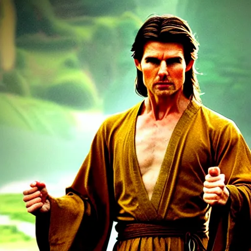 Prompt: medieval fantasy half length portrait photo of tom cruise as a d & d kung fu monk, fists raised, photo by philip - daniel ducasse and yasuhiro wakabayashi and jody rogac and roger deakins