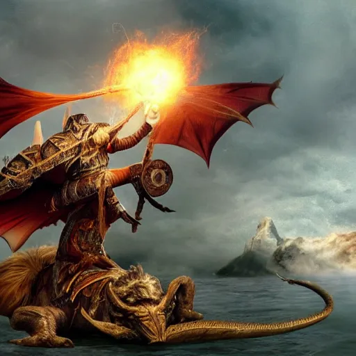 Image similar to a viking flies aboard a dragon holding the severed head of donald trump over the white house, highly detailed, 8 k