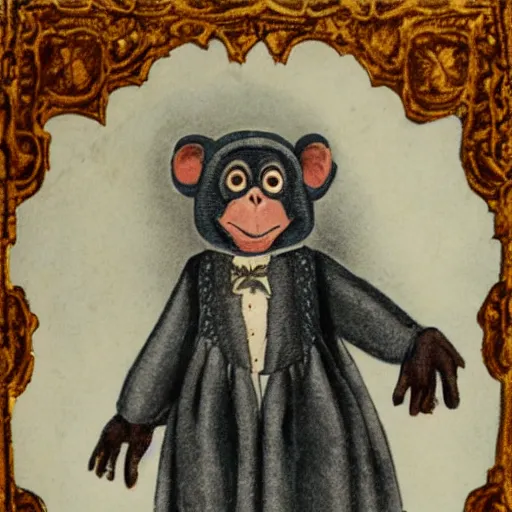 Image similar to monkey wearing a victorian dress