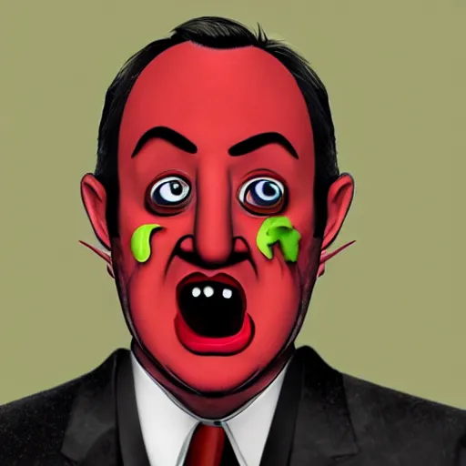 Image similar to screaming kevin spacy with red face as a pepper