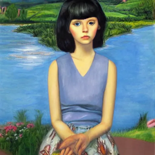 Prompt: a portrait of a character in a scenic environment by Margaret Keane