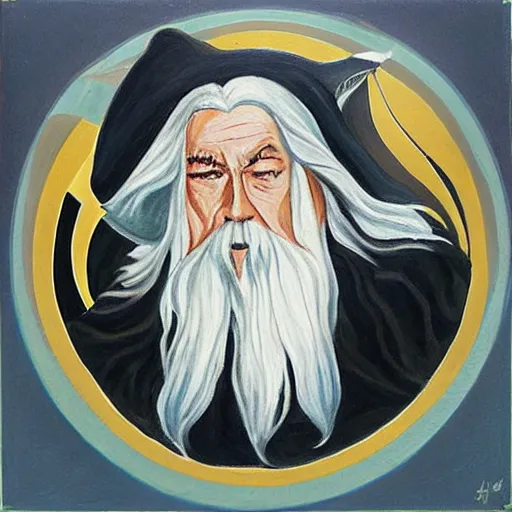 Prompt: gandalf as art deco, painting