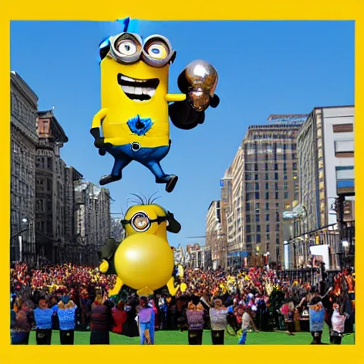 minion macys parade thanks giving day balloon float Stable Diffusion