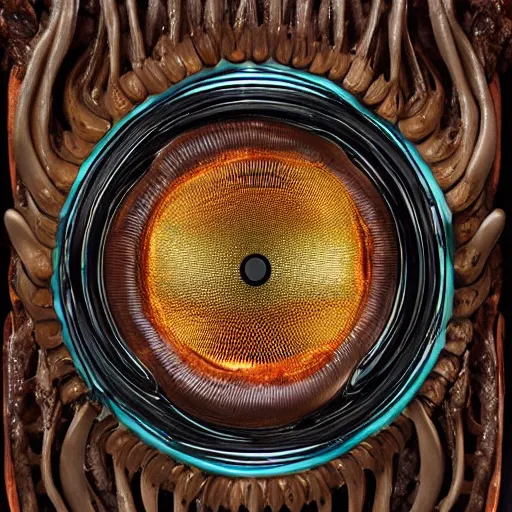 Prompt: Harman Kardon Speaker inspired by Art nouveau , fungi, fractal roots, honey, glaze, orange with teal details, designed by Antoni Gaudí, Sigma 85mm f/8 1/1000 sec shutter, high detail, Sotheby\'s