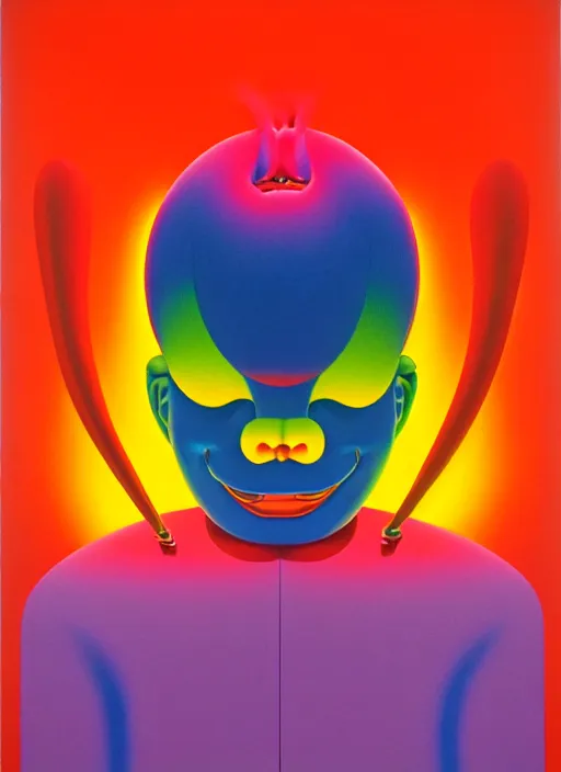 Image similar to devil sculpture by shusei nagaoka, kaws, david rudnick, airbrush on canvas, pastell colours, cell shaded, 8 k