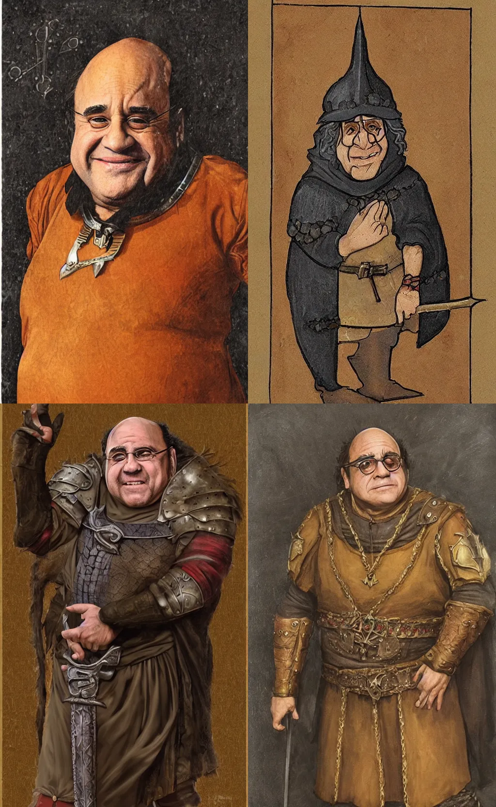 Prompt: medieval fantasy portrait of Danny DeVito