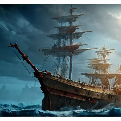 Image similar to ancient ship battle, highly detailed, photorealistic portrait, bright studio setting, studio lighting, crisp quality and light reflections, unreal engine 5 quality render