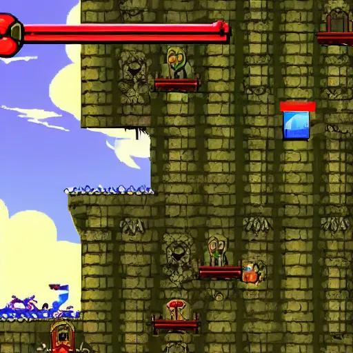 Image similar to a level of side-scrolling game with parallax backgrounds