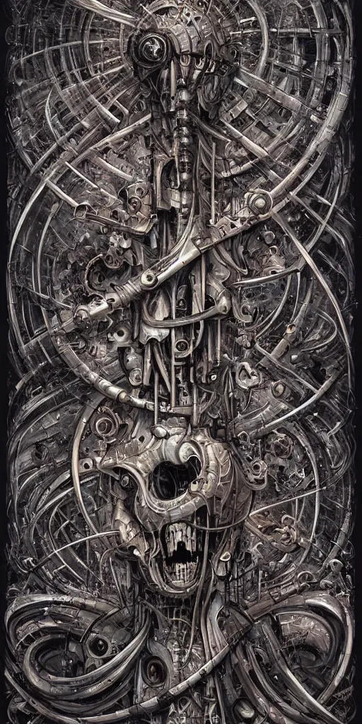 biomechanical typography by hr giger and james jean | Stable Diffusion