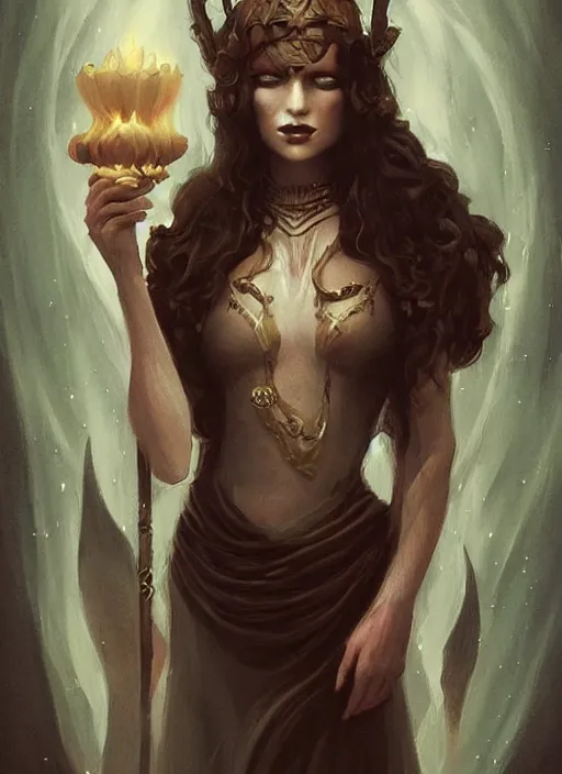 Image similar to tarot!!, fairy queen, fantasy medieval, no noise, elegant, concept art, sharp focus, beautiful face!!, digital art, smooth defined outlines!!, by Brom, trending on Artstation, Tom Bagshaw, Sargent