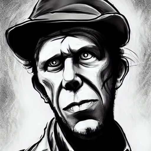 Image similar to Tom Waits as a character in the Fallout 4 video game