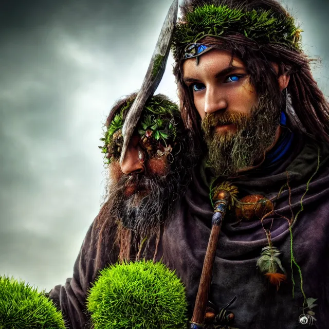 Image similar to photo of a druid warrior with earth powers, highly detailed, 4 k, hdr, smooth, sharp focus, high resolution, award - winning photo