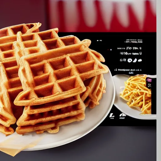 Image similar to detailed wafflehouse restaurant 4k advertising