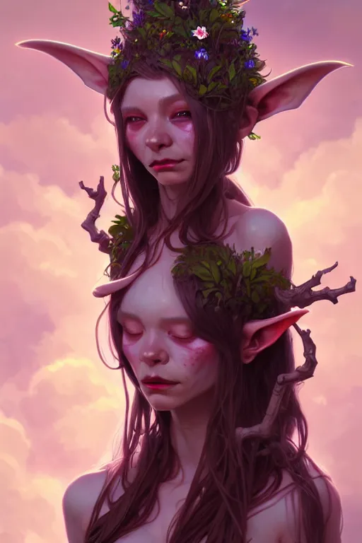 Prompt: a beautiful goblin druid, highly detailed, digital painting, artstation, sharp focus, illustration, art by tan zi and ayanamikodon and alphonse mucha and wlop