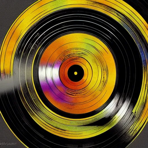 Image similar to vinyl records as abstract art, concept art, digital art, japanese art