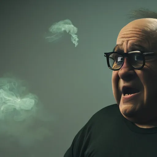 Prompt: danny devito turtle rage, 8 k, professional photography, cinematic shot, dark, smoke, mist