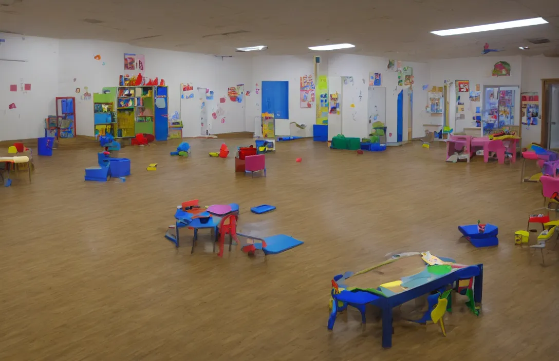 Image similar to an empty daycare at night