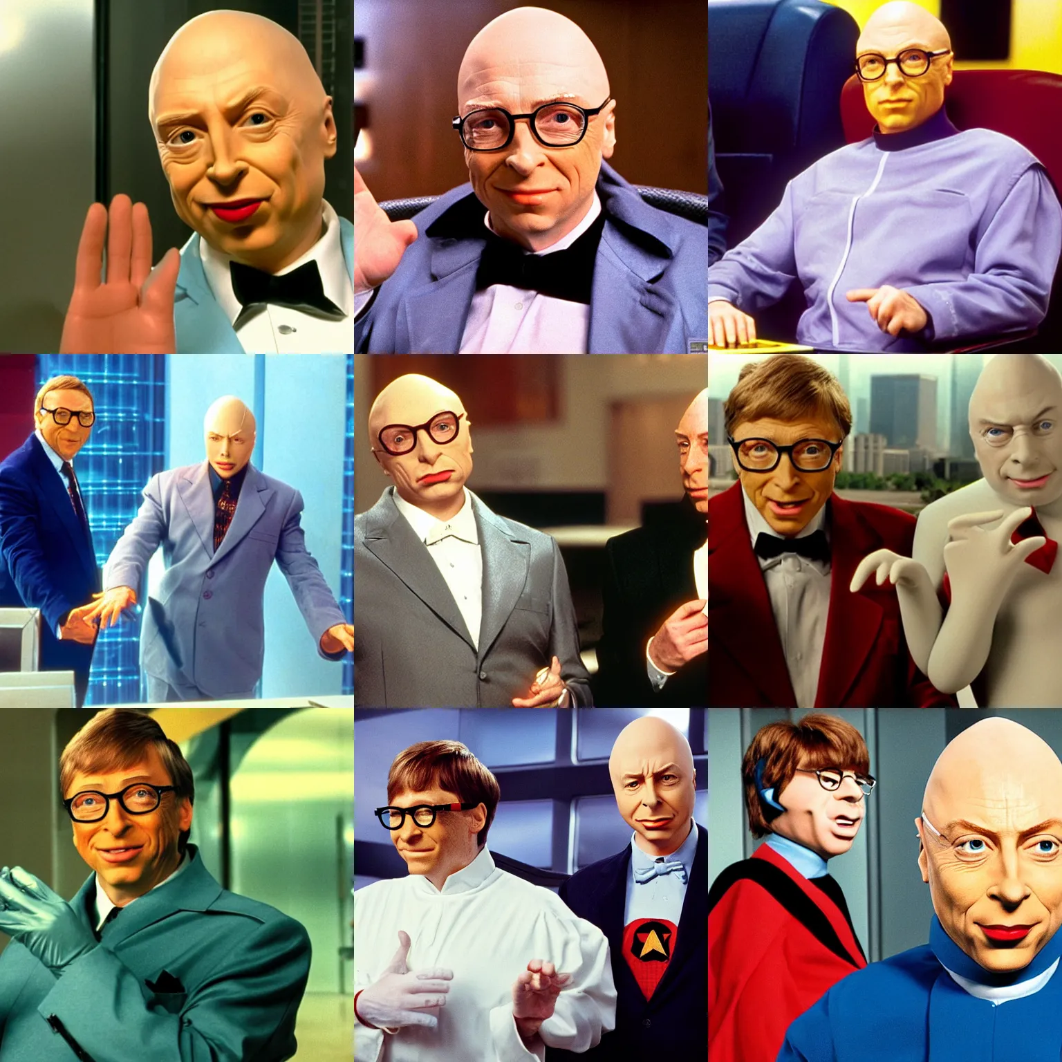 Prompt: bill gates replacing mike myers as dr. evil in a still photo from'austin powers in goldmember ', hyper realistic, hyper detailed, depth of field, sharp focus