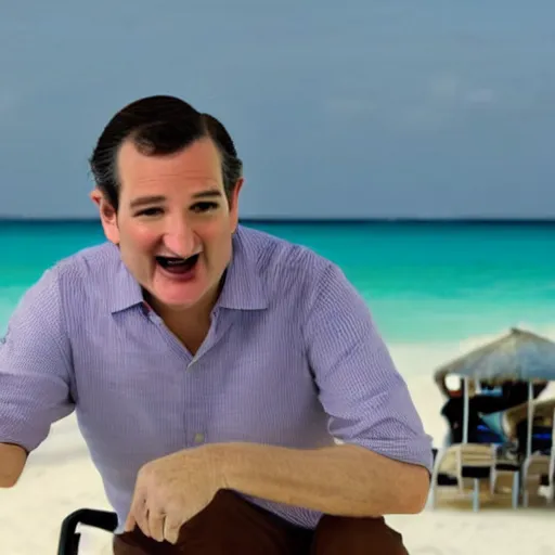 Prompt: Ted Cruz stars in a tourism commercial for Cancun