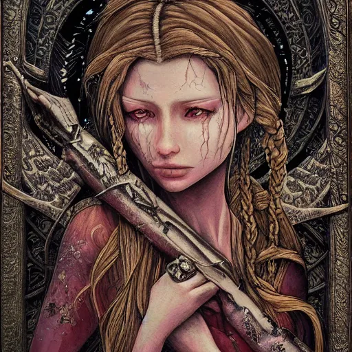 Image similar to the last sorrow, a intricate and detailed painting by necro