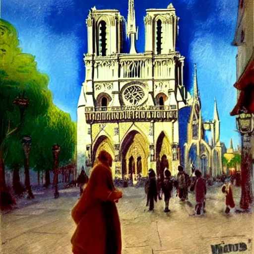 Prompt: realistic disney version of quasimodo walking the streets of 1 8 8 0 s paris, france. notre dame cathedral is in the background.