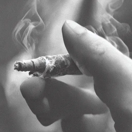 Image similar to Close-up of hand holding cigarette with smoke, vintage photo