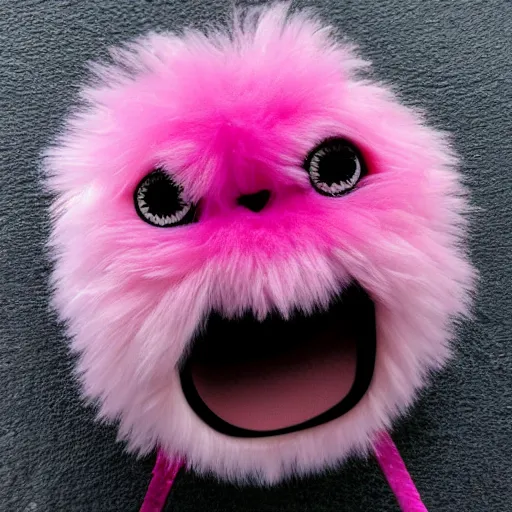 Prompt: cute pink fluffball monster, high detail