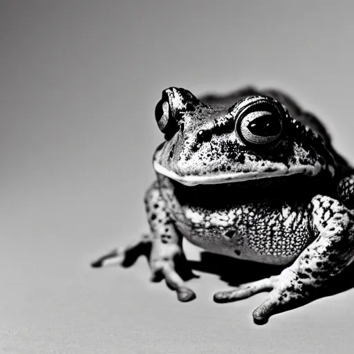Prompt: an award winning analog photograph portrait of a toad, wearing a fancy top hat and a monocle. looking straight into the camera.