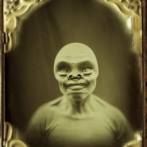 Prompt: tintype of an evil alien