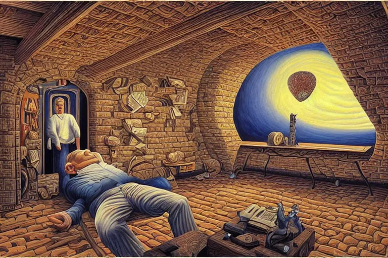 Image similar to inside the head of John Malcovich, by Rob Gonsalves