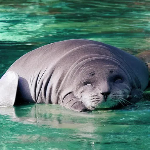 Image similar to photo of a cat manatee hybrid