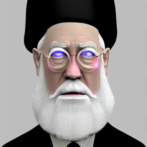 Prompt: A colorful 3D render of Dumbledore in the style of James Turrell