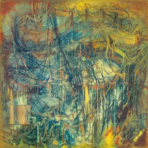 Image similar to mystic winter landscape, cyberpunk affandi