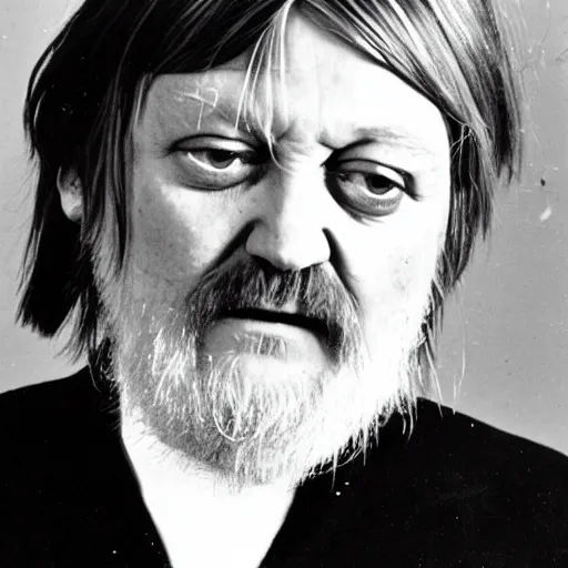 Image similar to punk robert wyatt flipping off the camera