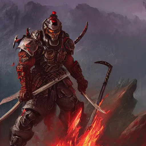 doom eternal concept art, samurai ronin wearing straw | Stable ...