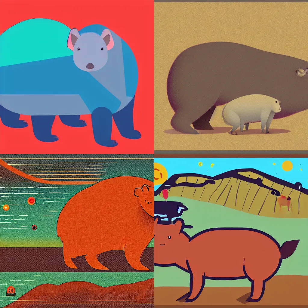 Image similar to A Capybara, Drawn By Kurzgesagt – In a Nutshell, 4K