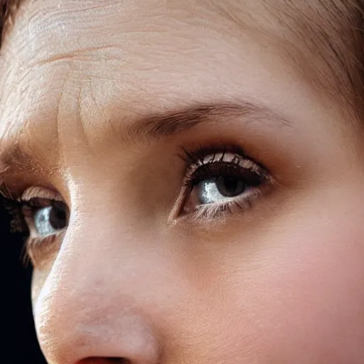 Image similar to an extreme close up photo of a Ukrainian woman, in her early 20s