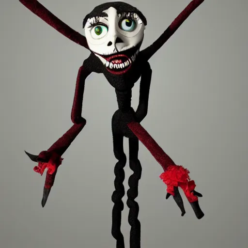 Image similar to scary puppet, 4 k, in the style of tim burton