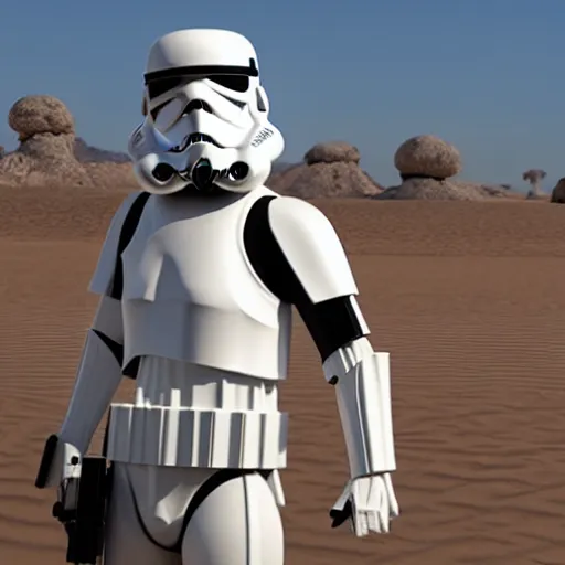 Prompt: stormtrooper in a desert, unreal engine 5 ultra realistic 3d model, 4k
